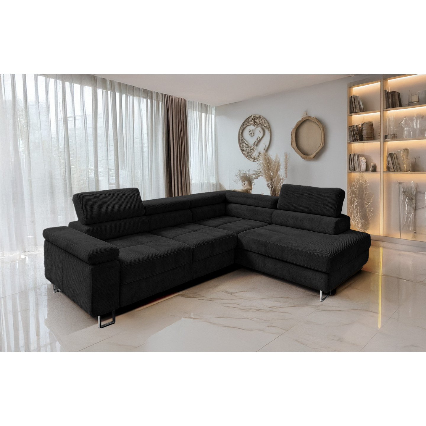 Cord Ecksofa VOYAGE mit Schlaffunktion & Bettkasten | Goldstoff24
