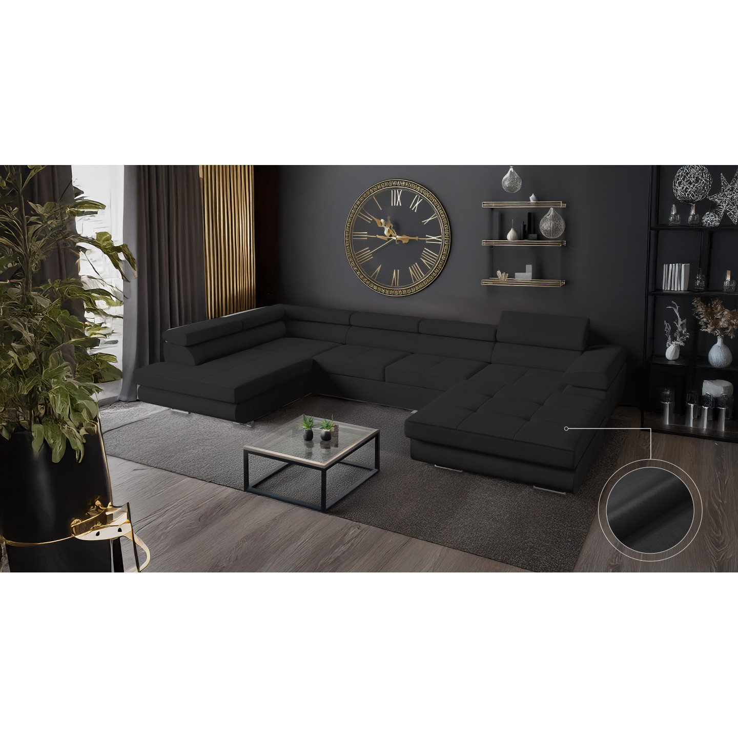 VENUS U-Form Ecksofa mit Schlaffunktion & Bettkasten | Goldstoff24