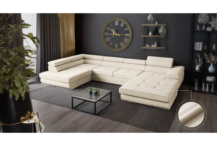 VENUS U-Form Ecksofa mit Schlaffunktion & Bettkasten | Goldstoff24