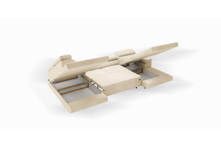 VENUS U-Form Ecksofa mit Schlaffunktion & Bettkasten | Goldstoff24