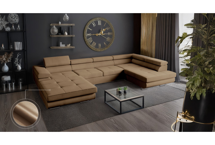 VENUS U-Form Ecksofa mit Schlaffunktion & Bettkasten | Goldstoff24