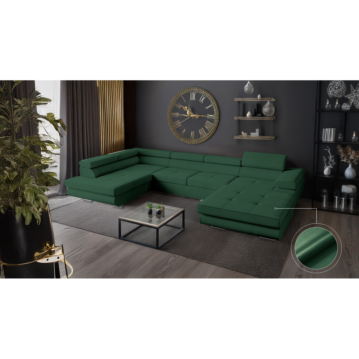 U Sofa mit Schlaffunktion VENUS U - Ecksofa mit Bettkasten | Modernes Eckcouch U-Form