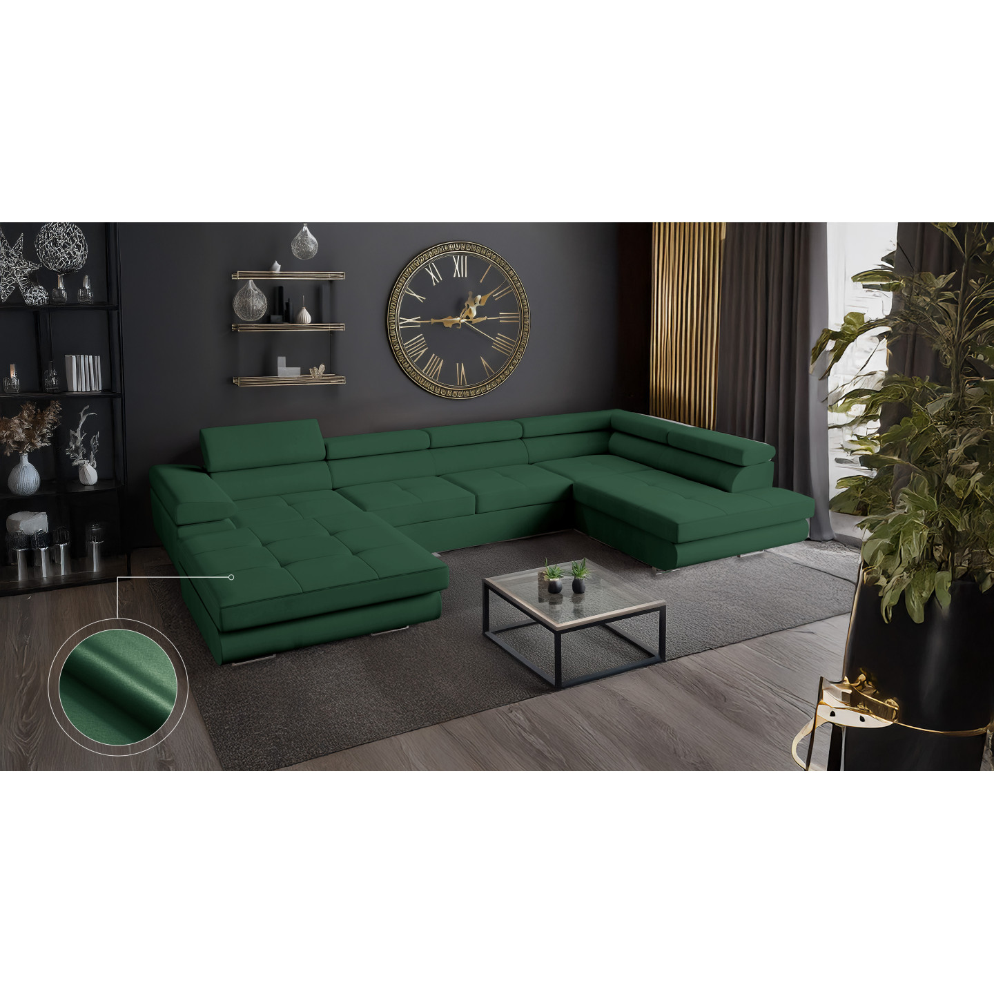 VENUS U-Form Ecksofa mit Schlaffunktion & Bettkasten | Goldstoff24