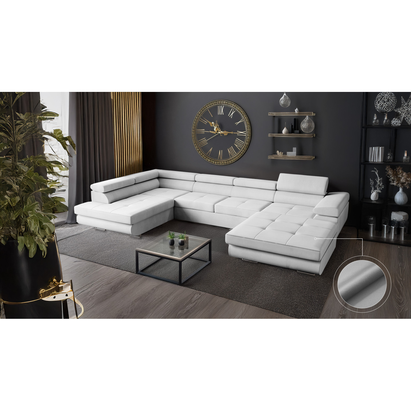 U Sofa mit Schlaffunktion VENUS U - Ecksofa mit Bettkasten | Modernes Eckcouch U-Form