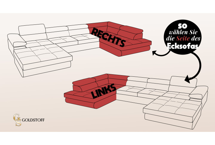 VENUS U-Form Ecksofa mit Schlaffunktion & Bettkasten | Goldstoff24