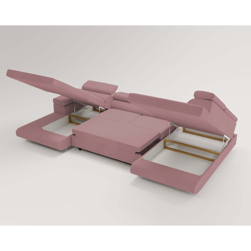 U Sofa mit Schlaffunktion VENUS U - Ecksofa mit Bettkasten | Modernes Eckcouch U-Form