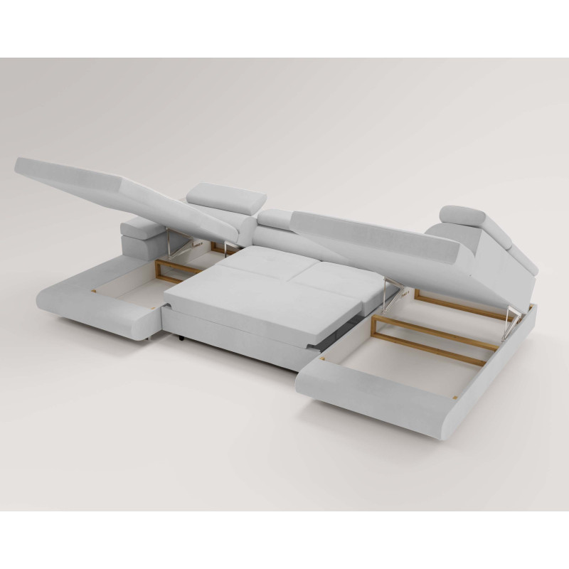 U Sofa mit Schlaffunktion VENUS U - Ecksofa mit Bettkasten | Modernes Eckcouch U-Form