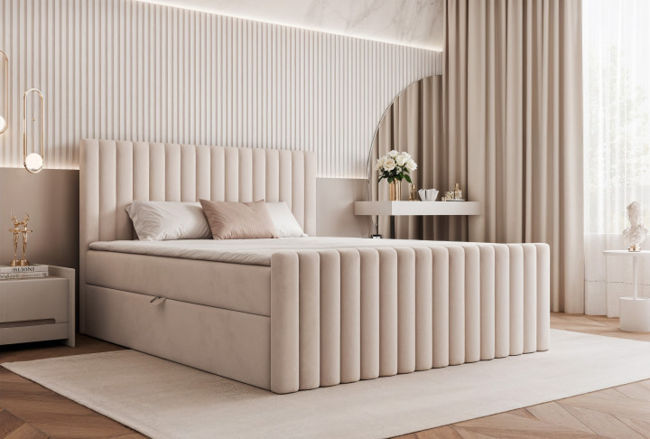 Designer Boxspringbett PARMA mit Bettkasten und Topper