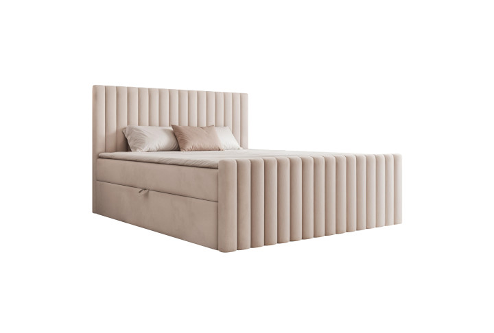 Designer Boxspringbett PARMA mit Bettkasten und Topper