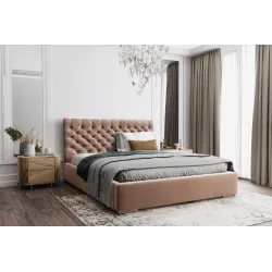 Designer Polsterbett FLORES mit Bettkasten silbergrau