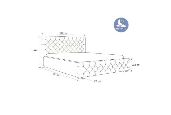Polsterbett VERO Doppelbett mit Bettkasten 140–200x200