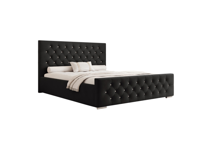 Polsterbett Schwarz mit Strass Polsterbett mit Bettkasten