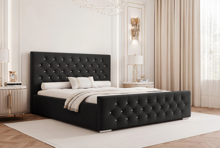 Polsterbett Schwarz mit Strass Polsterbett mit Bettkasten