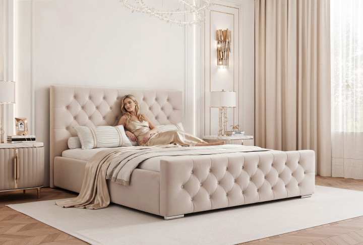 Polsterbett Schwarz mit Strass Polsterbett mit Bettkasten