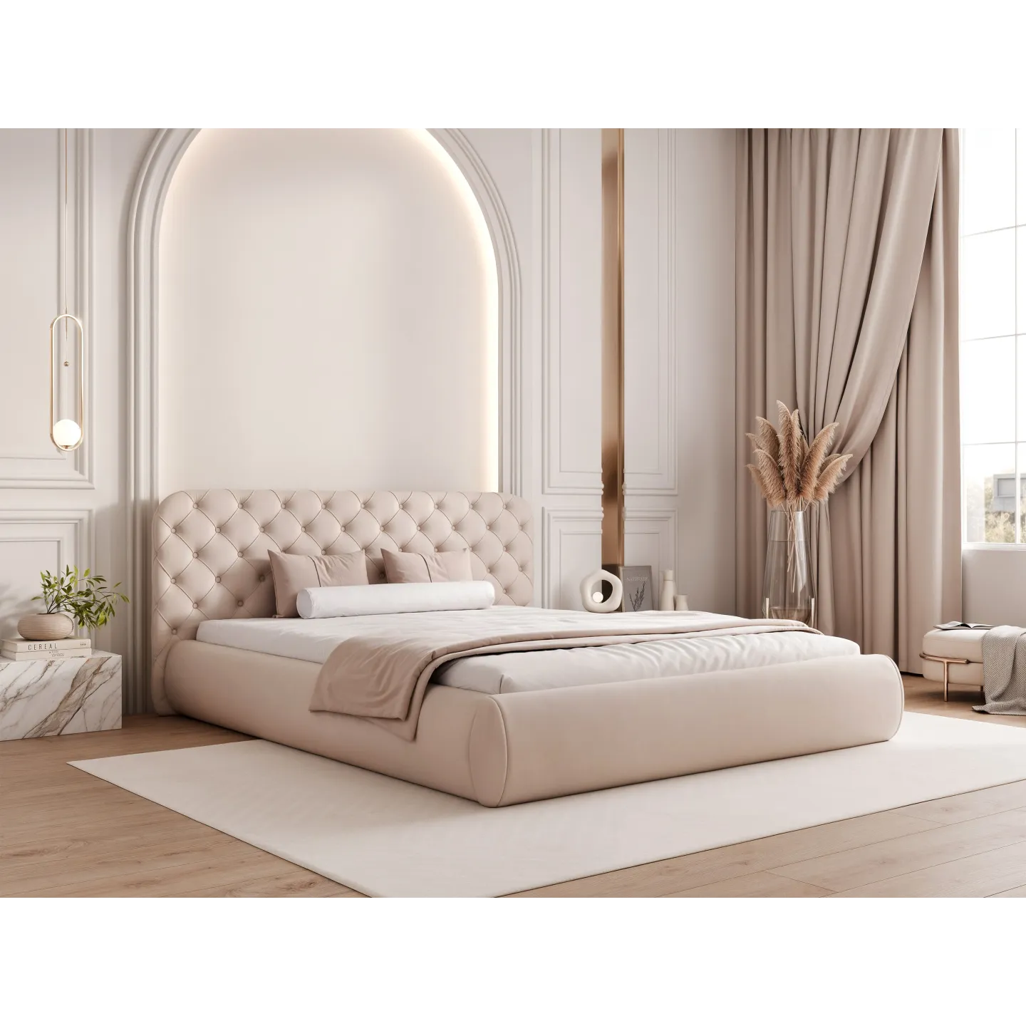 Luxus Polsterbett CELESTE – elegantes Samtbett