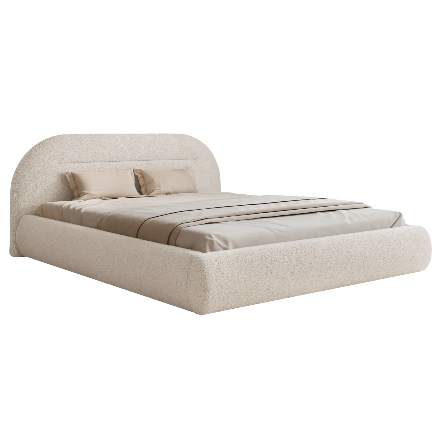 Design Bouclé Polsterbett AVELINE modernes Polsterbett