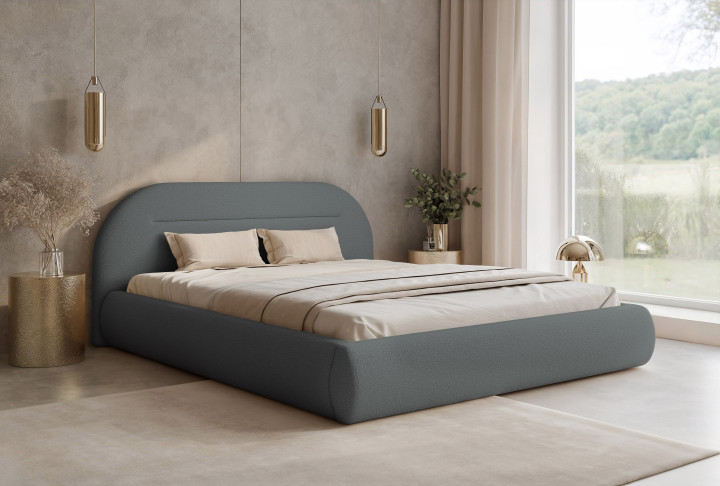Design Bouclé Polsterbett AVELINE modernes Polsterbett
