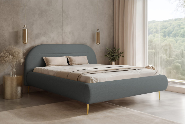 Design Bouclé Polsterbett AVELINE II – modernes Polsterbett