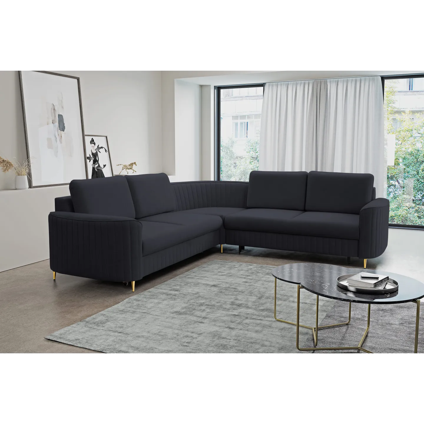 Design Ecksofa LAREN L-Form mit Bettkasten & Schlafen