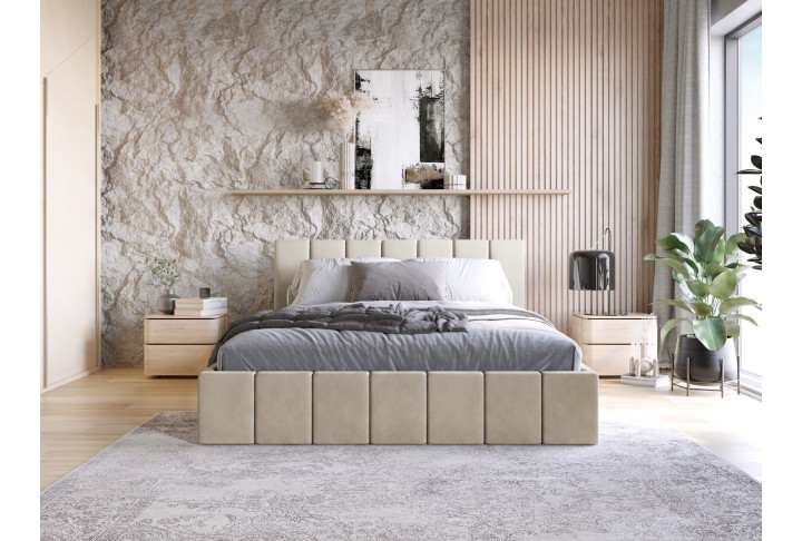 Polsterbett PAROS I Samt – modernes Boxspringbett