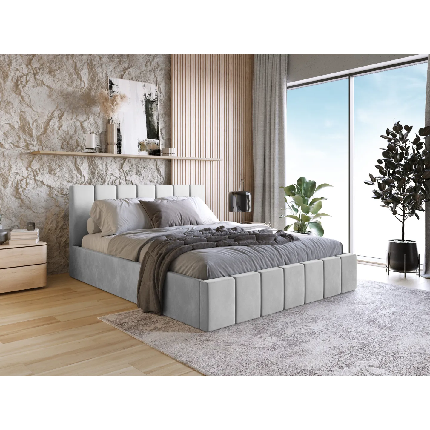 Polsterbett PAROS I Samt – modernes Boxspringbett
