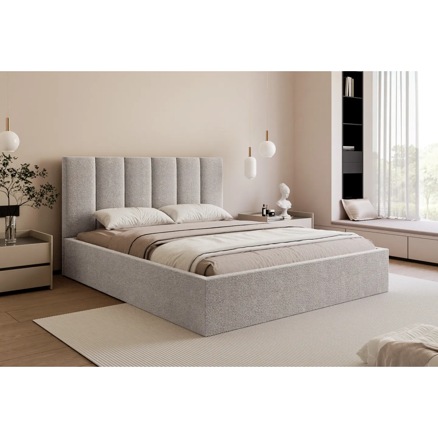 Polsterbett PAROS II Samt modernes Doppelbett 140x200 160x200