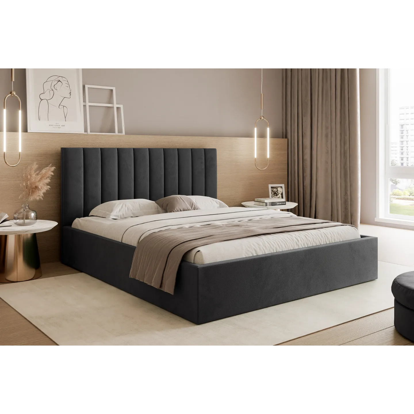 Polsterbett PAROS III Samt Bett 140x200–200x200