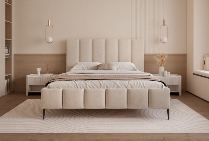 Polsterbett PAROS V Design Doppelbett mit hohen Füßen