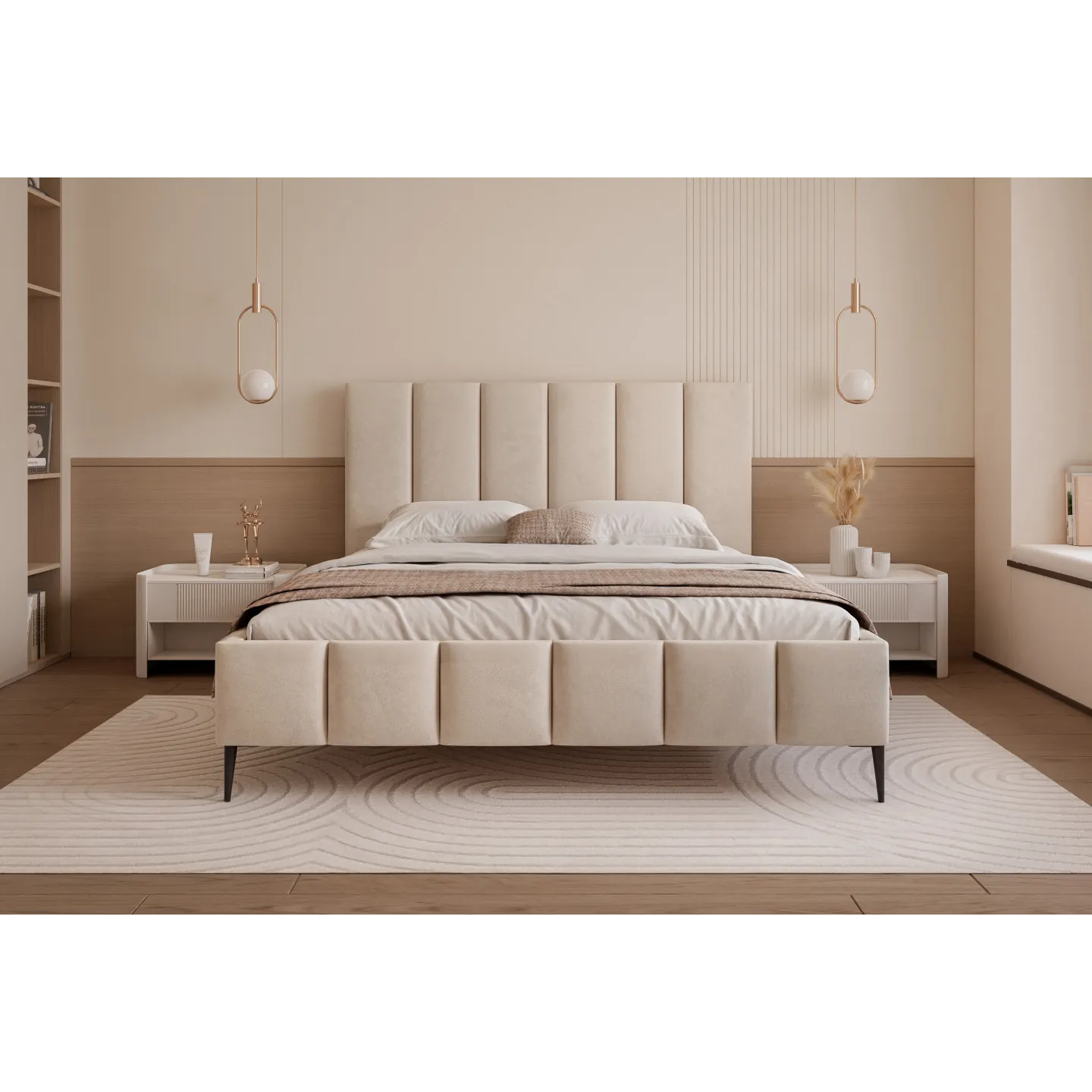 Polsterbett PAROS V Design Doppelbett mit hohen Füßen