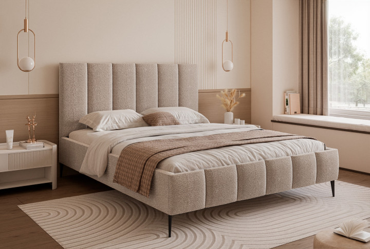Polsterbett PAROS V Design Doppelbett mit hohen Füßen