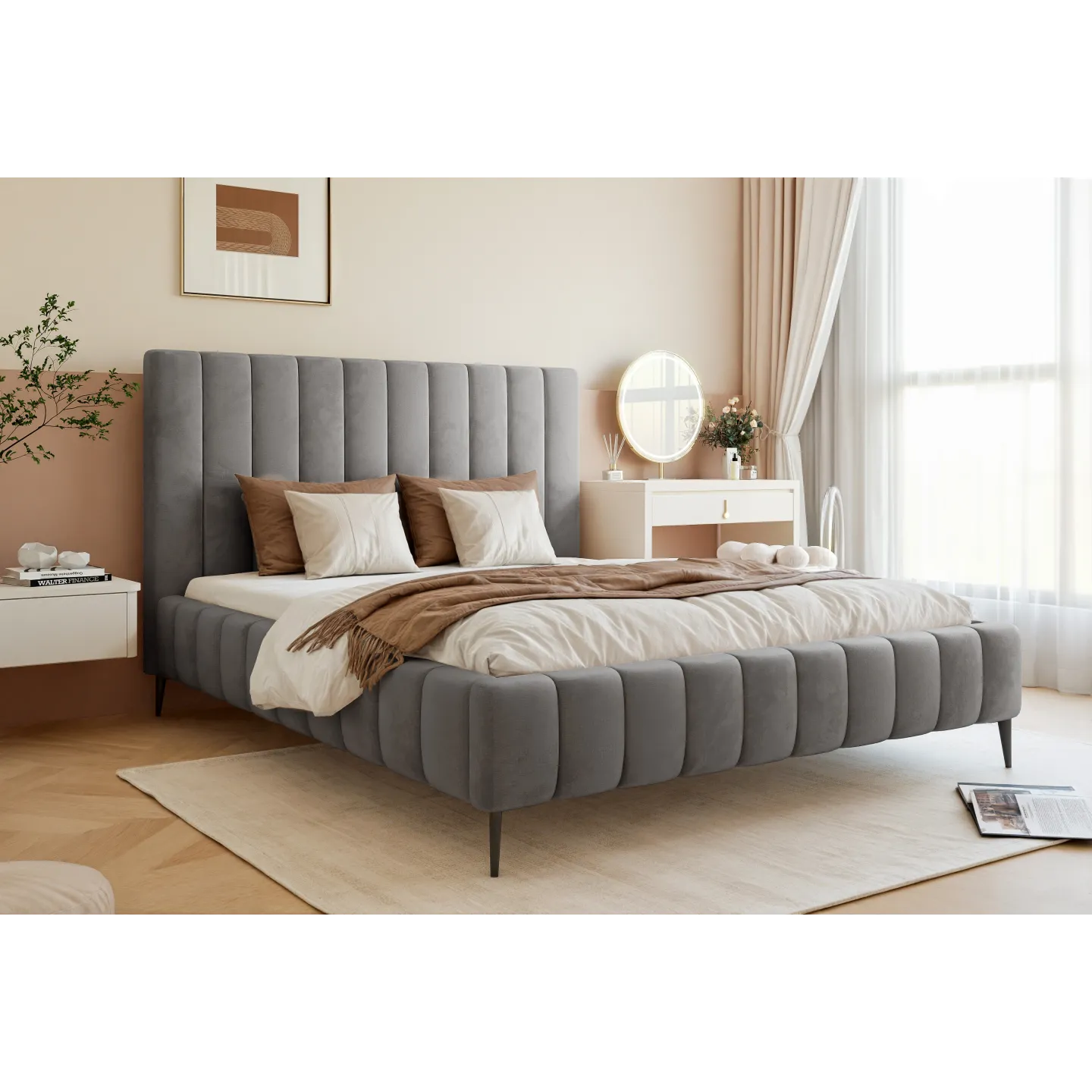 Polsterbett PAROS VI Design-Doppelbett mit Bettkasten