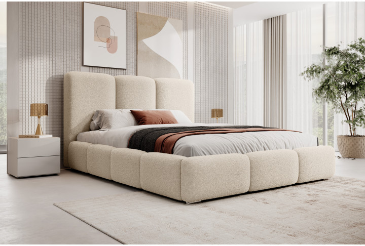 Polsterbett 200x200 & 180x200 VERGRIS – Minimalistisches Design & Hohes Kopfteil