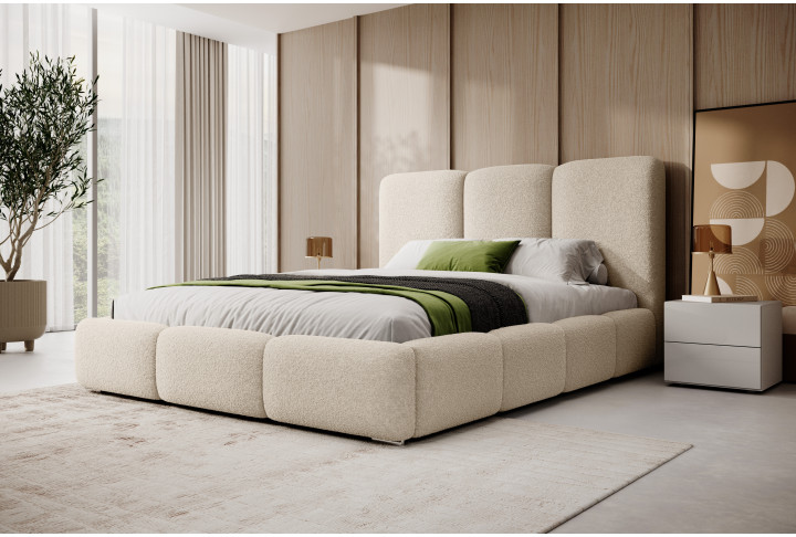 Polsterbett 200x200 & 180x200 VERGRIS – Minimalistisches Design & Hohes Kopfteil