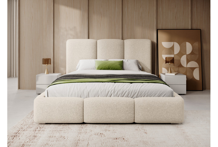 Polsterbett 200x200 & 180x200 VERGRIS – Minimalistisches Design & Hohes Kopfteil