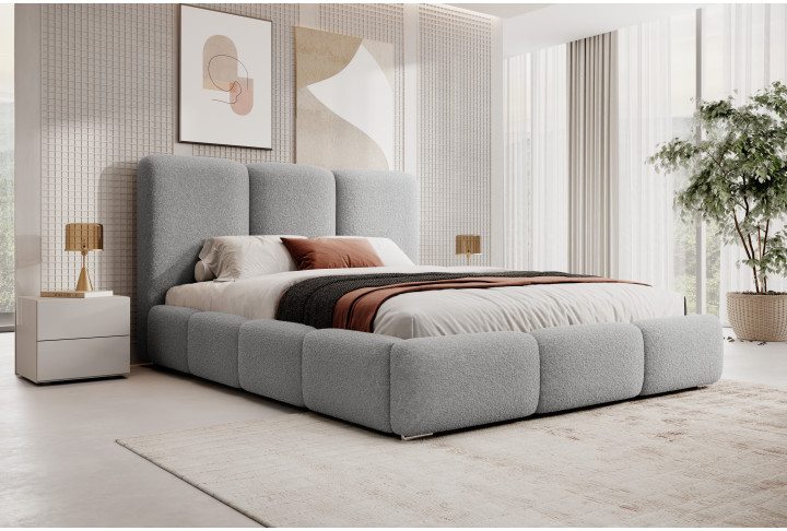 Polsterbett 200x200 & 180x200 VERGRIS – Minimalistisches Design & Hohes Kopfteil