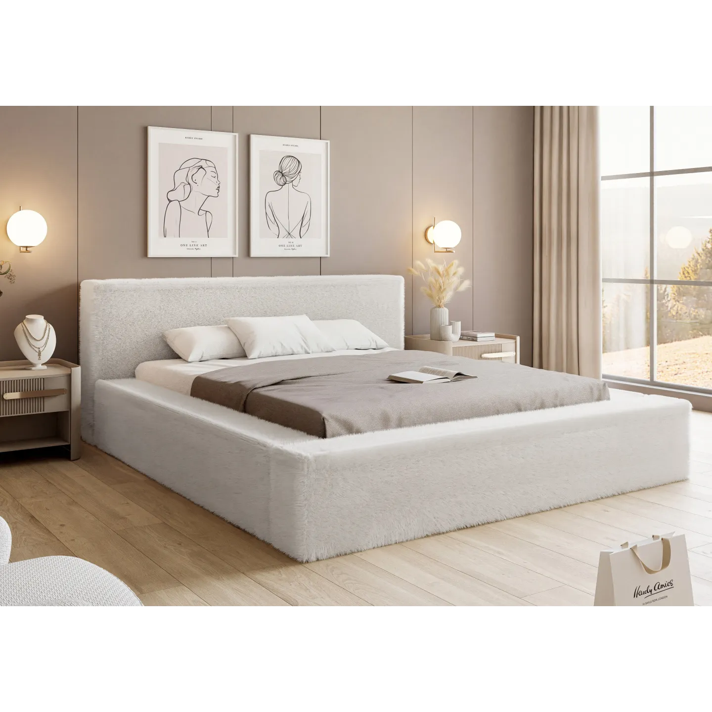 TUFALO Polsterbett – Designer Doppelbett in Cord-Optik