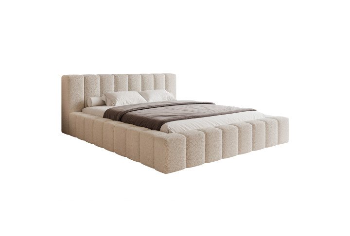 Polsterbett 180x200 & 160x200 mit Bettkasten - MAKIRA Strukturstoff