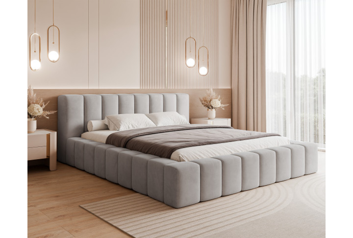 Polsterbett 180x200 & 160x200 mit Bettkasten - MAKIRA Strukturstoff
