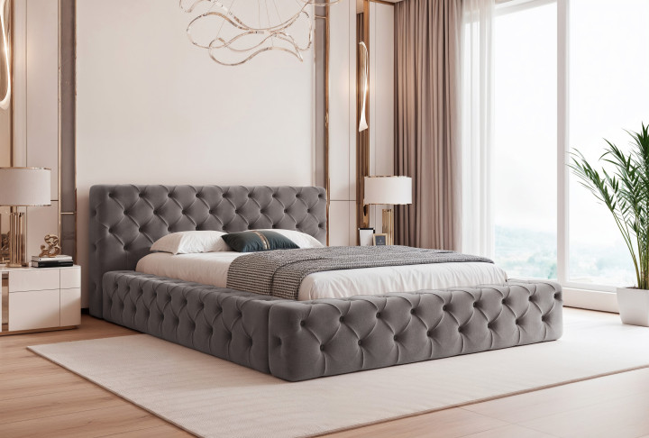 Polsterbett 180x200 Cord Beige - CHRISSI Design Doppelbett | Goldstoff24
