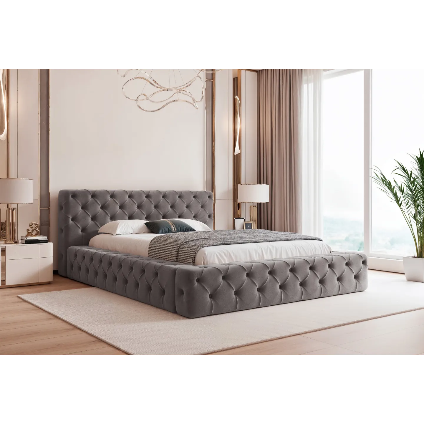 CHRISSI Design Polsterbett in Cord-Optik Doppelbett