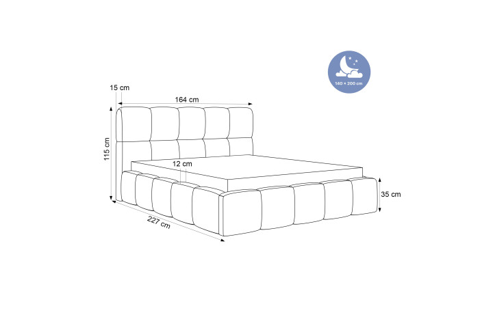 Polsterbett Bouclé CALME – Design Bett 180x200, 160x200