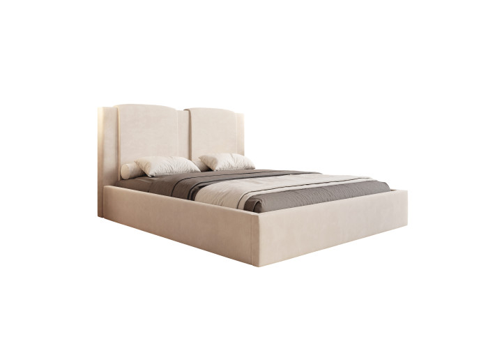 Polsterbett Marmaris | Samt Bett 140x200 bis 200x200 | Beige & Grau