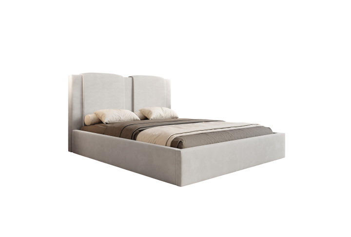 Polsterbett Marmaris | Samt Bett 140x200 bis 200x200 | Beige & Grau