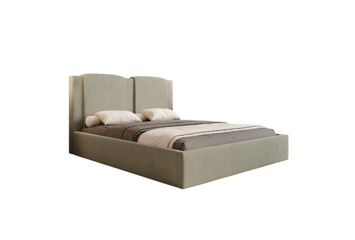 Polsterbett Marmaris | Samt Bett 140x200 bis 200x200 | Beige & Grau