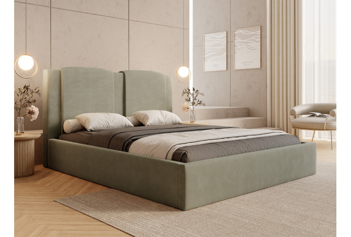 Polsterbett Marmaris | Samt Bett 140x200 bis 200x200 | Beige & Grau