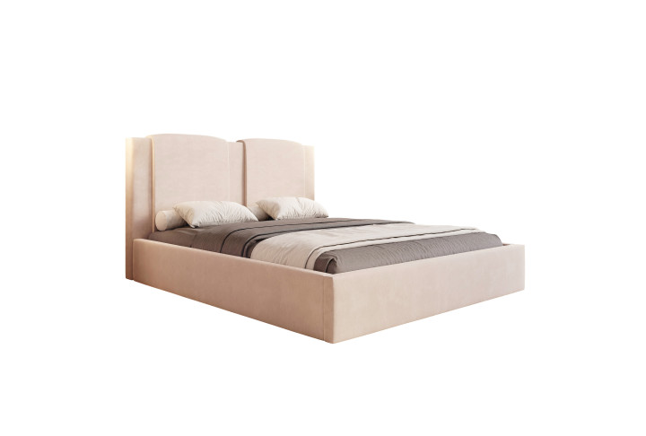 Polsterbett Marmaris | Samt Bett 140x200 bis 200x200 | Beige & Grau