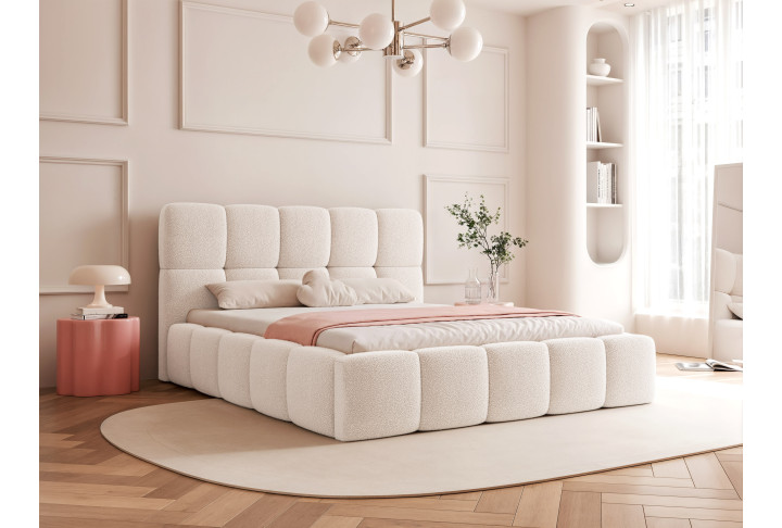 Polsterbett Bouclé CALME – Design Bett 180x200, 160x200