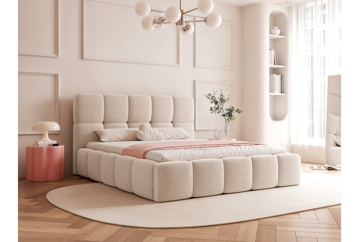 Polsterbett Bouclé CALME – Design Bett 180x200, 160x200