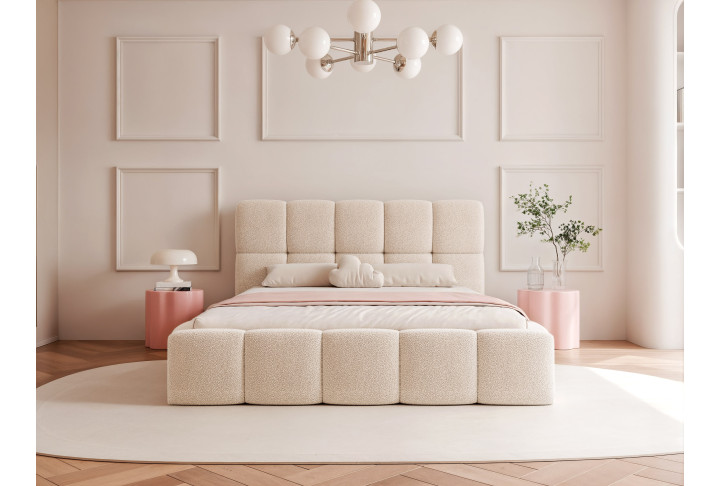 Polsterbett Bouclé CALME – Design Bett 180x200, 160x200