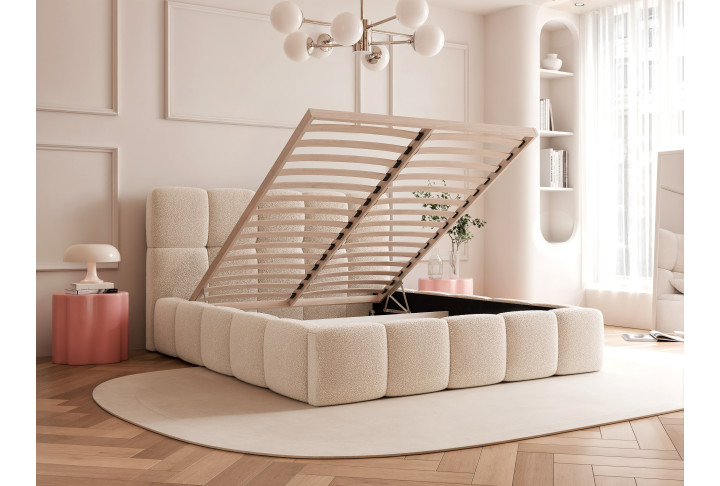 Polsterbett Bouclé CALME – Design Bett 180x200, 160x200